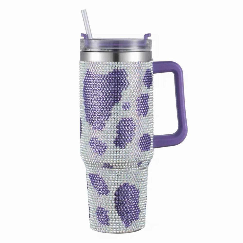 40oz  Rhinestone Drinking Tumbler Stainless Steel 40 oz Cup Insulated with Lid